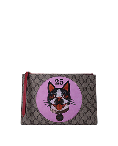 GG Supreme 'Bosco' Patch Zip Pouch, front view